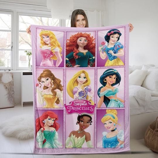 Discover Customized Disney Princess Blanket Personalized Flannel Couch Nap Blanket Bedding Valentine's Comfortable Bedroom Birthday Child Gift D1EZ35