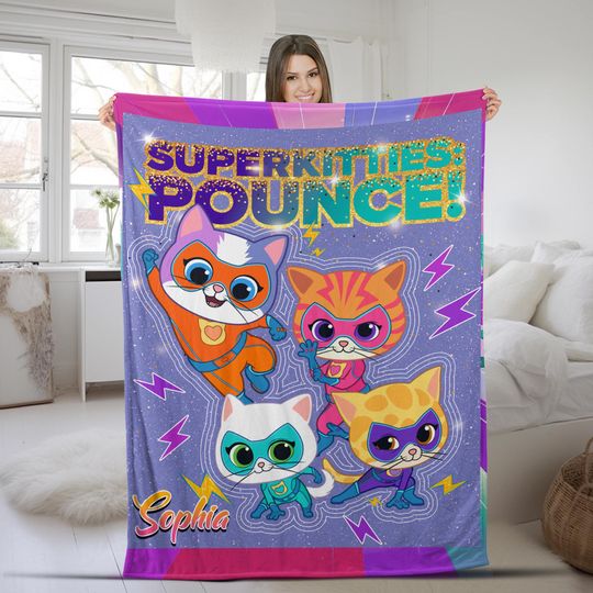 Discover Customized SuperKitties Blanket Personalized Flannel Couch Nap Blanket Bedding Valentine's Comfortable Bedroom Birthday Child Gift D1EZ37
