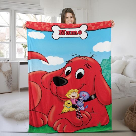 Discover Customized Clifford the Big Red Dog Blanket Personalized Flannel Couch Nap Blanket Bedding Comfortable Bedroom Birthday Child Gift D1EZ40