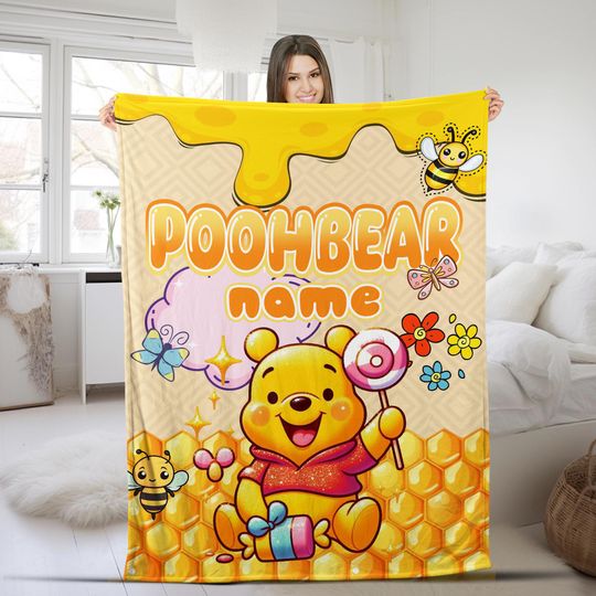 Discover Personalized Disney Winnie the Pooh Blanket, Pooh Bear and Friends Blanket, Pooh Bear Magic Kingdom Blanket for Bed Couch Sofa NFUJ13