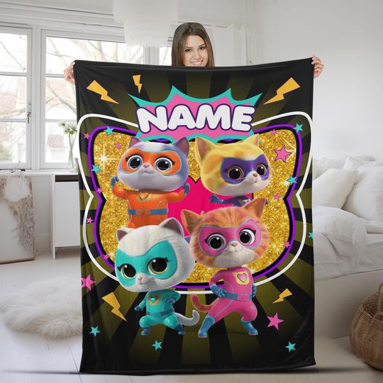 Discover Custom Superkitties Blanket, Personalized Super Kitties Blanket, Super Kittie Buddy Bitsy Ginny Sparks Blanket, Cat Superhero Kitties JCJM20