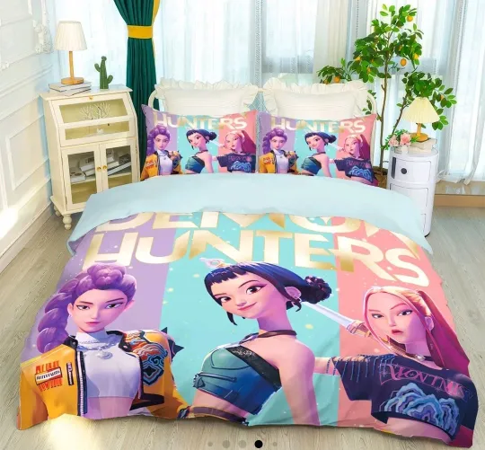 Discover K-Pop Demon Hunter Single Duvet Bed Set with 2 Pillow Cases