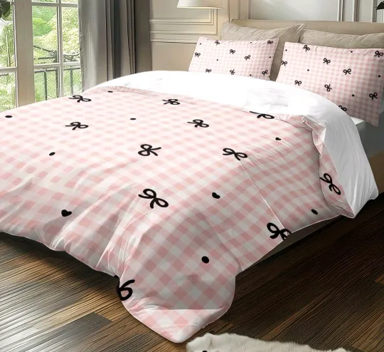 Discover Viral Bow Plush Bedding Set with Double Duvet Cover and 2 Pillowcases