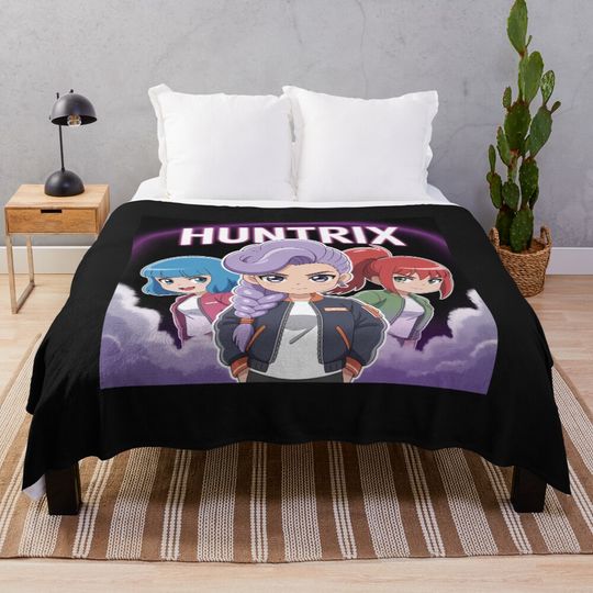 Discover Neon K-Pop inspired in HUNTRIX Fleece Blanket, Gift For Fan