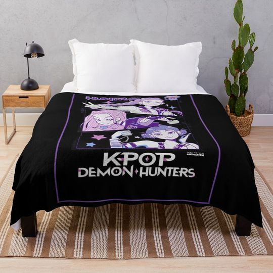 Discover KPop Demon Hunters – Huntr/x Title Card Poster (Unofficial Fan Art) Throw Blanket