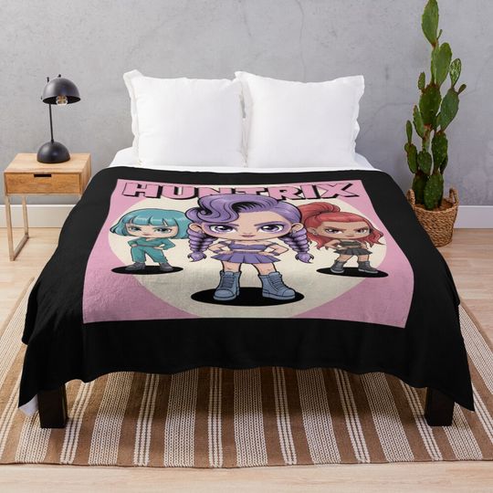 Discover Minimalist Huntrix Portrait - Pastel Soft K-pop Wall Art Throw Blanket