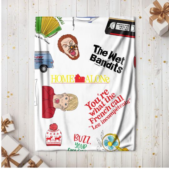 Sherpa Fleece Home Alone Blanket, 90s movie gift, home alone gift