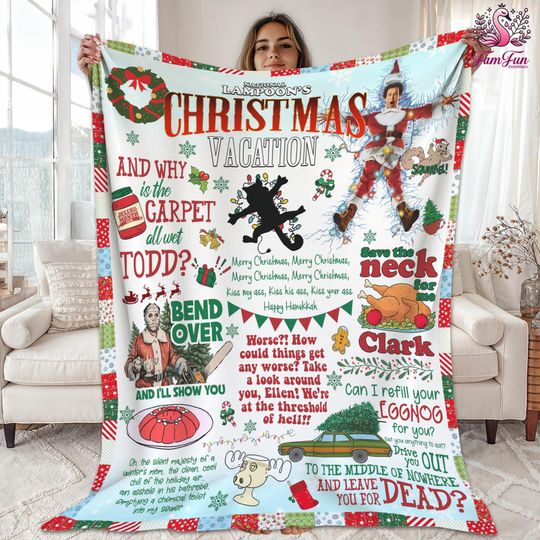 Christmas Vacation Blanket, National Lampoon's Christmas Vacation Blanket, Clark Griswold Christmas Gift, Classic Xmas Movie Blanket