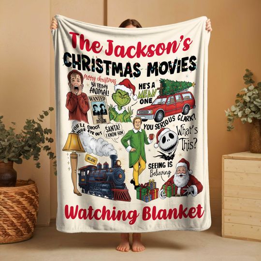 Discover Personalized Christmas Movies Blanket: Custom Family Throw