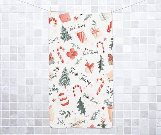 Discover Subtle Fck Trump Xmas Hand Towel ,Christmas Kitchen Towel, Anti Trump Hand Towel, Xmas Home Decor, Christmas Gift Hand Towel C1KR11