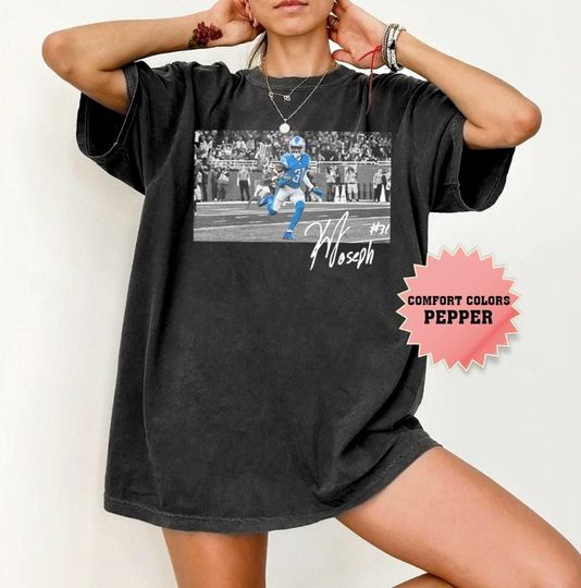 Discover Kerby Joseph With Signature Vintage Comfort Colors Shirt, Football Y2k Rap Tee, Detroit Football Vintage T-Shirt, Football Game Day Shirt