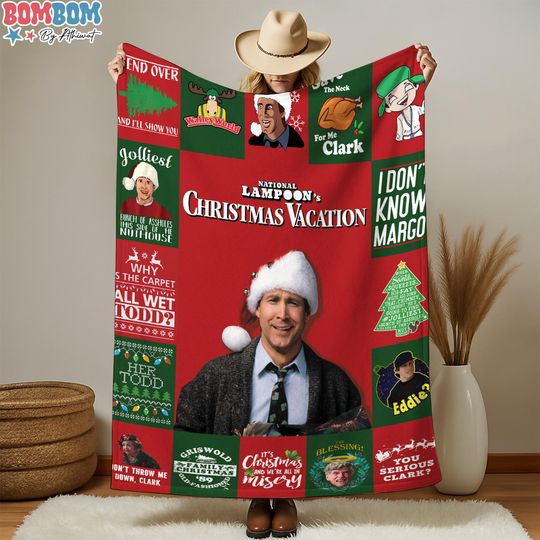 Clark Griswold Blanket, National Lampoon's Christmas Vacation Fleece Blanket, Cousin Eddie Blanket, Christmas Movies Blanket Gift