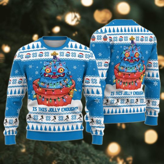 Discover Jolly Tiger Ugly Christmas Sweater, Is This Jolly Enough Sweater, Funny Kids Gift, Blue Xmas Holiday Gift