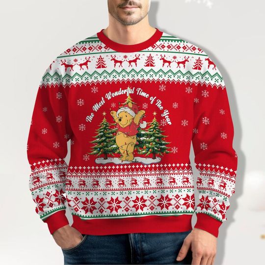 Discover Pooh Christmas Ugly Sweater, Winnie The Pooh Christmas Shirt, Womens Disney Shirt, Magic Kingdom Christmas Gift, Holiday Sweater