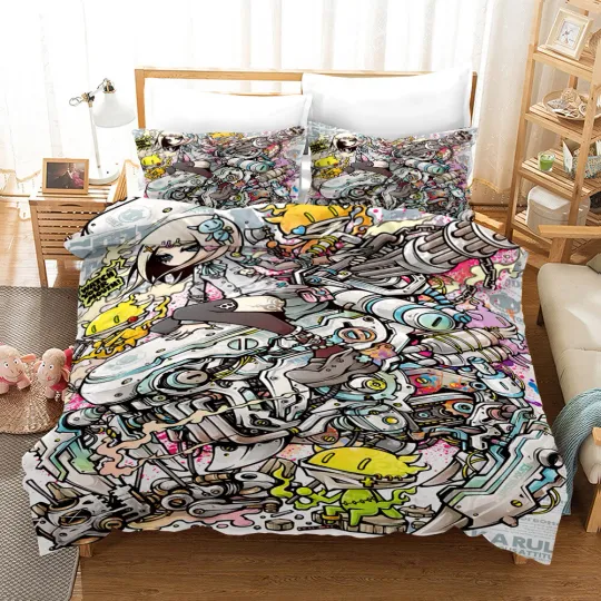 Discover 3D Grafftiti Girl Dark Cartoon Quilt Cover Set Bedding Sets Pillowcases 64