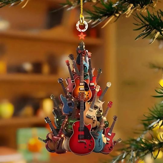 Discover Guitar Christmas Tree Ornament, Xmas Tree Decor, Christmas gift, Guitar Ornament Design, Christmas Gift For Guitar Lovers Gifts, Guitar Dad