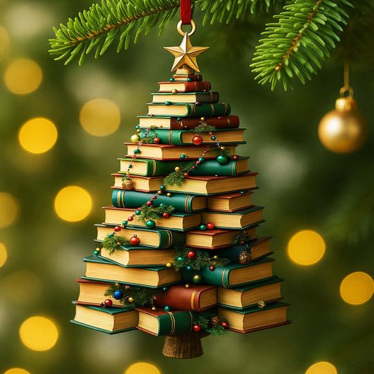 Discover 3d Book Tree Christmas 2025 Ornament: Book Lover Gift, Christmas Book Tree Wood Ornament, Christmas Tree Book Gift, Book Lover Gift, Reader
