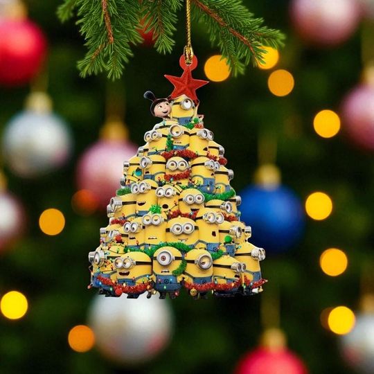 Discover Funny Minion Christmas Tree Ornament, Cartoon Holiday Decoration, Gift for Kids, Boys, Girls, Family, Unique Xmas Decor, Movie Lover Gift