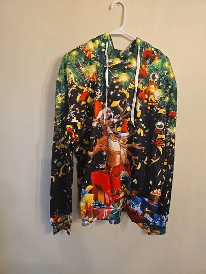 Discover Unisex Christmas 2 Reindeers In Sleigh Hoodie 3D Printed Christmas Top New 2XL