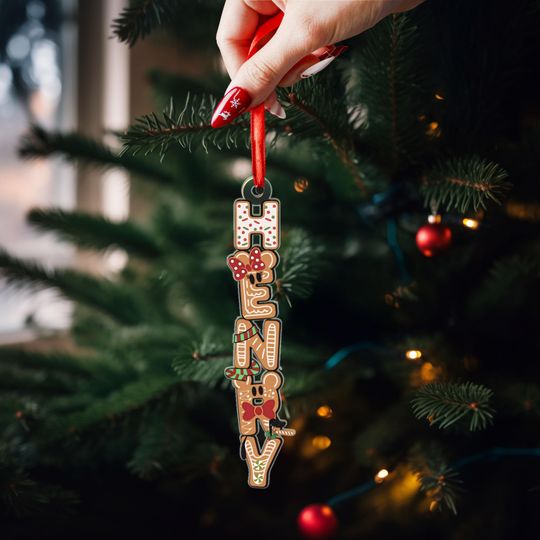 Discover Personalized Disney Gingerbread Christmas Ornament, Custom Family Name Ornament 2025, Disney Ornament, Mickey Minnie Cookies Keepsake