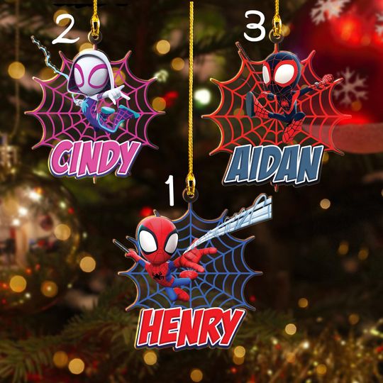 Personalize Spidey And His Amazing Friends Christmas Ornament, Custom Spider Junior Hero Xmas Tree Decor, Spider Birthday Gift For Kid