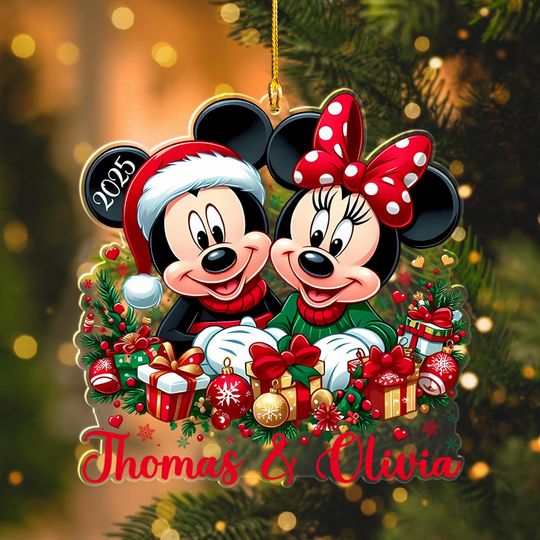 Discover Custom Disney Mickey & Minnie Ornament Christmas, Disney Couple Decor, Disneyland Ornaments, Christmas Ornament, Disneyland Xmas Ornament