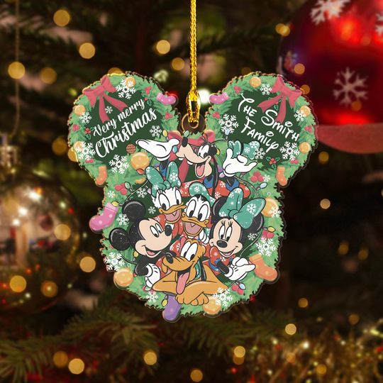 Discover Personalized Disney Mickey and Friends Christmas Ornament, Custom Name Family Christmas Tree Hanging Ornament,Kids Name Christmas Gifts 2025
