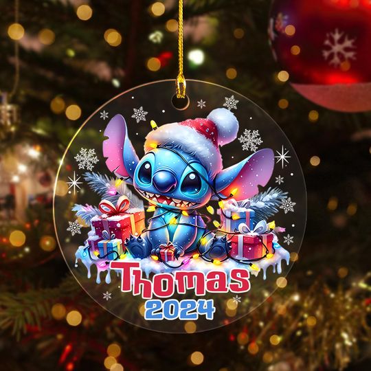 Discover Personalized Cute Stitch Christmas Ornament, Christmas Stitch Keepsake, Stitch Disney, Christmas Disney Ornament, Disney Stitch Gift