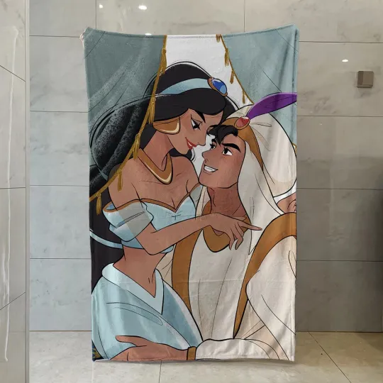 Discover Cartoon Aladdin, Jasmine Princess And Aladdin Fleece Blanket Bedding