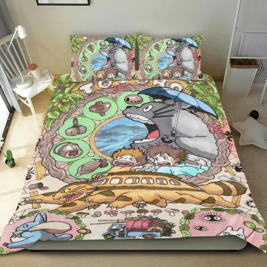 My Neighbor Totoro Bed Duvet Cover Set for Kids 3-Piece Comforter Bedding