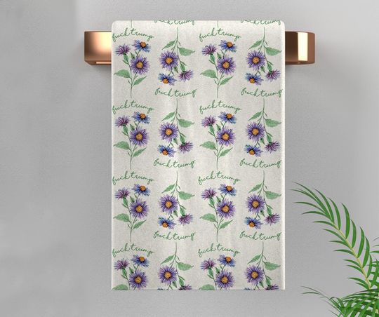 Pretty Spring Flower Subtle Fck Trump Towel, Bathroom Guest Hand Towel