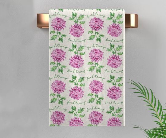 Pretty Spring Flower Subtle Fck Trump Towel, Bathroom Guest Hand Towel