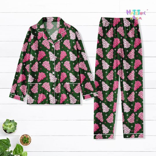 Discover Christmas Tree Cakes Thick Pajamas Set, Holiday Pjs for Women, Cute Christmas Sleepwear, Matching Family Xmas Outfit, Christmas Gift