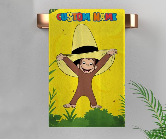 Discover Personalized Curious George Hand Towel, Monkey Bath Towel for Kids, Custom Gift for Kids, Cartoon Towel, Unique Birthday Gift NGUS15