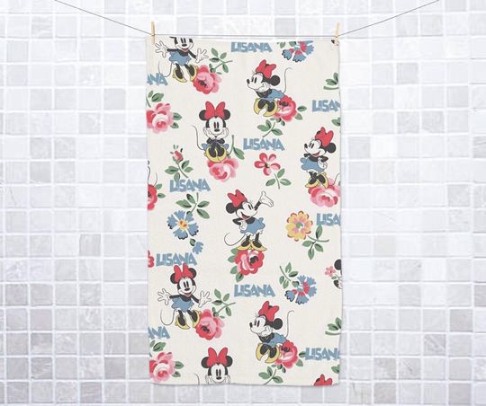 Custom Disney Minnie Mouse Hand Towel, Bath Towel For Kids