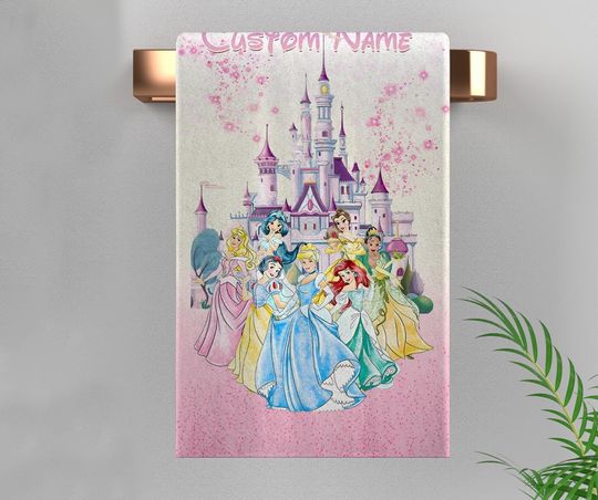 Discover Personalized Disney Princess Beach Towel, Custom Name Princess Hand Towel, Birthday Girl Summer Vacation Gift, Disney Gift for Girls NGUS13