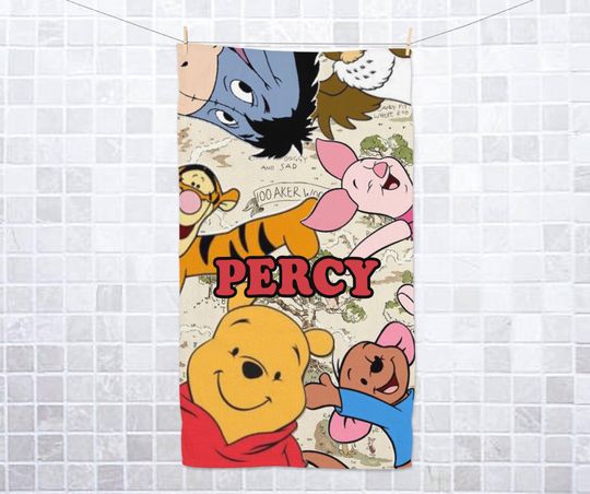 Personalized Winnie The Pooh Hand Towel, Bath Towel For Kids