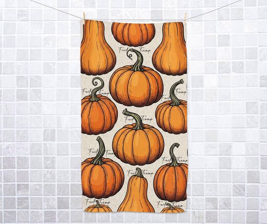 Discover Subtle F*ck Trump Pumpkin Hand Towel, Funny Political Home Decor, Halloween Towel, Sarcastic Liberal Host Gift, Fall Autumn Decor JCRZ21