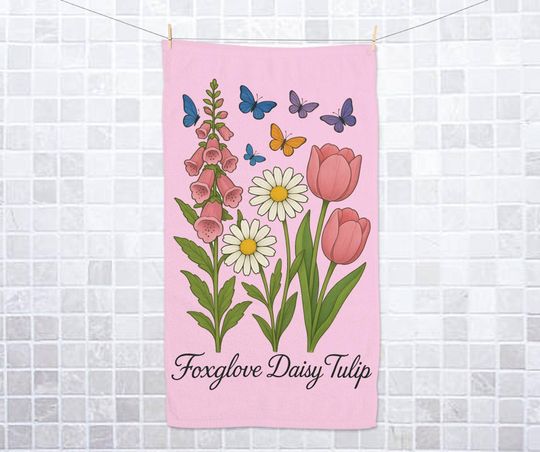Subtle Floral FDT Hand Towel, Foxglove Daffodil Tansy