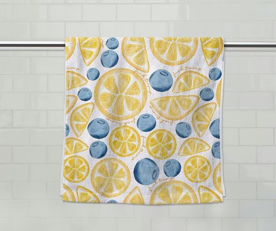 Subtle F*ck Trump Lemon and Blueberry Hand Towel, Sarcastic Liberal Gift