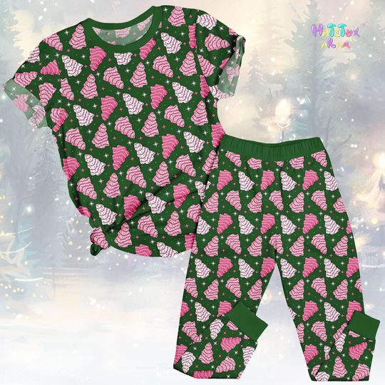Discover Christmas Tree Cakes Tshirt Pajamas Set, Holiday Pjs for Women, Cute Christmas Sleepwear, Matching Family Xmas Outfit, Christmas Gift