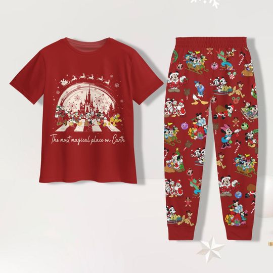 Discover Mickey And Friends Christmas T-Shirt Pajamas Set, Mickey Women Pajama Pants, Mickey Christmas Shirt, Disney Holiday Pajama, Christmas Family Pj Set