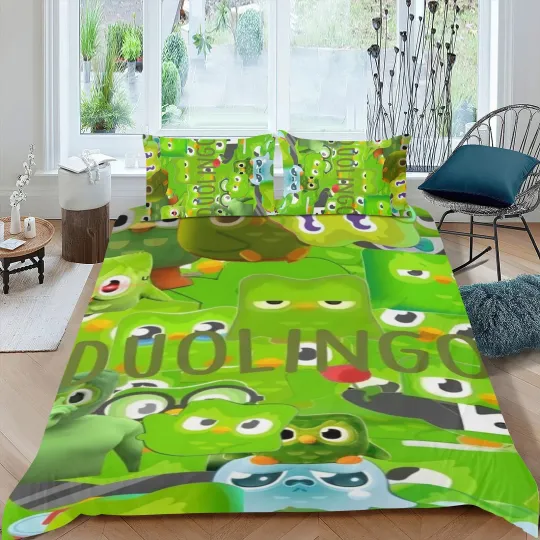Discover Duolingo Bedding Set 3 Pieces All Season Kids Duvet Cover Set
