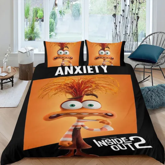 3-Piece Inside Out 2 Anxiety Duvet Cover Bedding Set for Kids