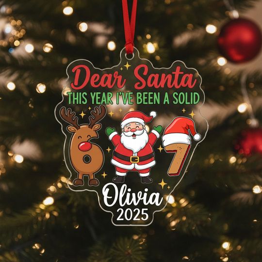 Discover 6-7 Meme Ornament: Personalized Gen Alpha & Gen Z Holiday Tree Decor