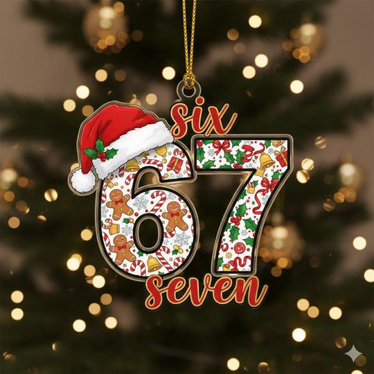 Discover 67 Acrylic Ornament: Funny Six Seven Christmas Cookie Design Holiday Hanging Wood Ornament