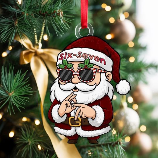 Discover Personalized Funny Six Seven Santa Claus Ornament, 6-7 Meme Ornament, Teen Christmas Ornament, Gen Alpha Gift, Gen Z Ornaments, 6-7 Ornament