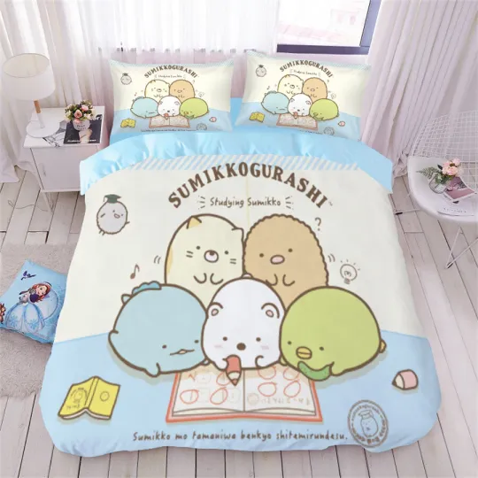 Discover Anime Sumikkogurashi Cotton Bedding Set with Quilt Cover for Girls Dormitory Bedroom