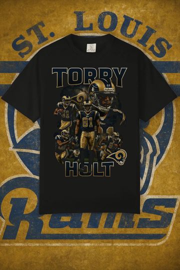 Discover Torry Holt T Shirt Vintage Bootleg Style St Louis Football Tee