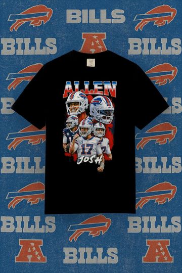 Discover Retro Josh Allen T-Shirt Vintage Bootleg Style Buffalo Football Tee